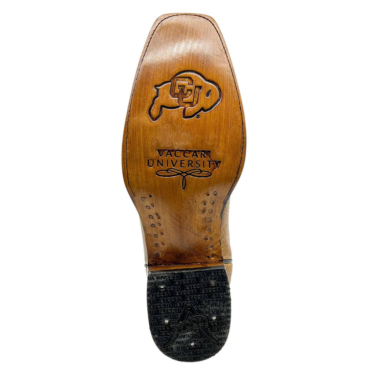 Men's University of Colorado Buffaloes Tan Smooth Ostrich Cowboy Boots Brooks by Vaccari #select-a-toe_jw