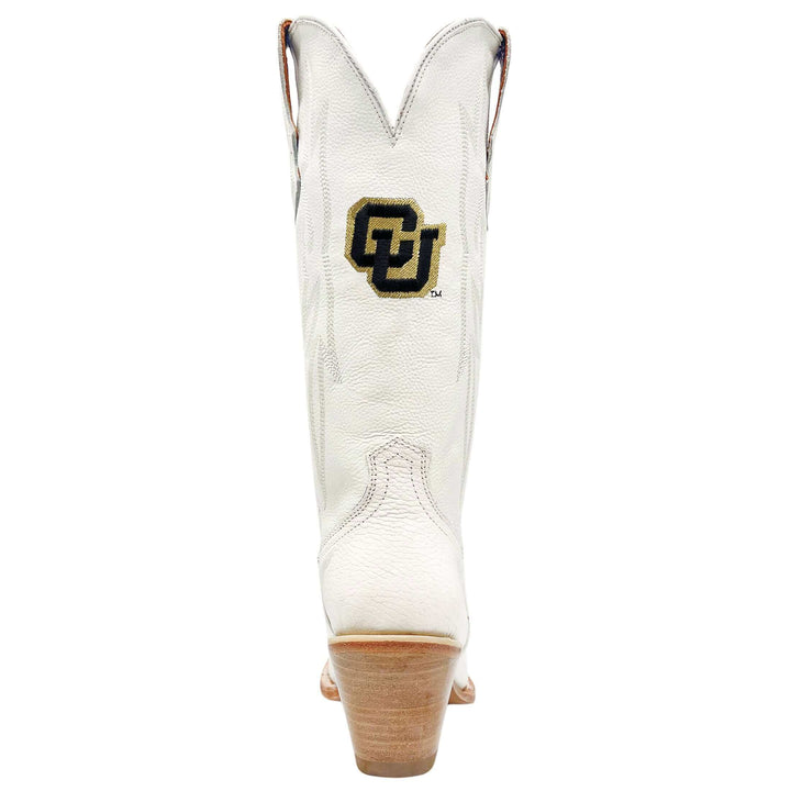 Women's University of Colorado Buffaloes All White Pointed Toe Cowgirl Boots Leighton by Vaccari