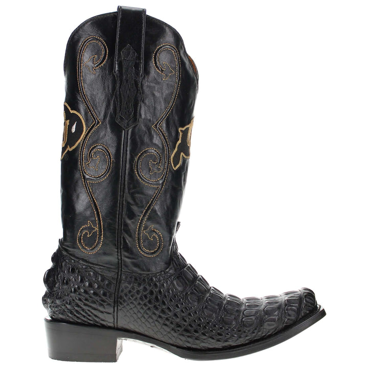 Men's University of Colorado Buffaloes Cowboy Boots | Black JW Toe Hornback American Alligator Boots | Officially Licensed | David