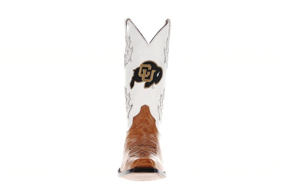 Men's University of Colorado Buffaloes Tan Smooth Ostrich Cowboy Boots Brooks by Vaccari #select-a-toe_jw