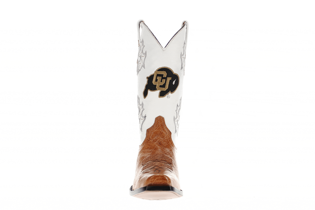 Men's University of Colorado Buffaloes Tan Smooth Ostrich Cowboy Boots Brooks by Vaccari #select-a-toe_jw