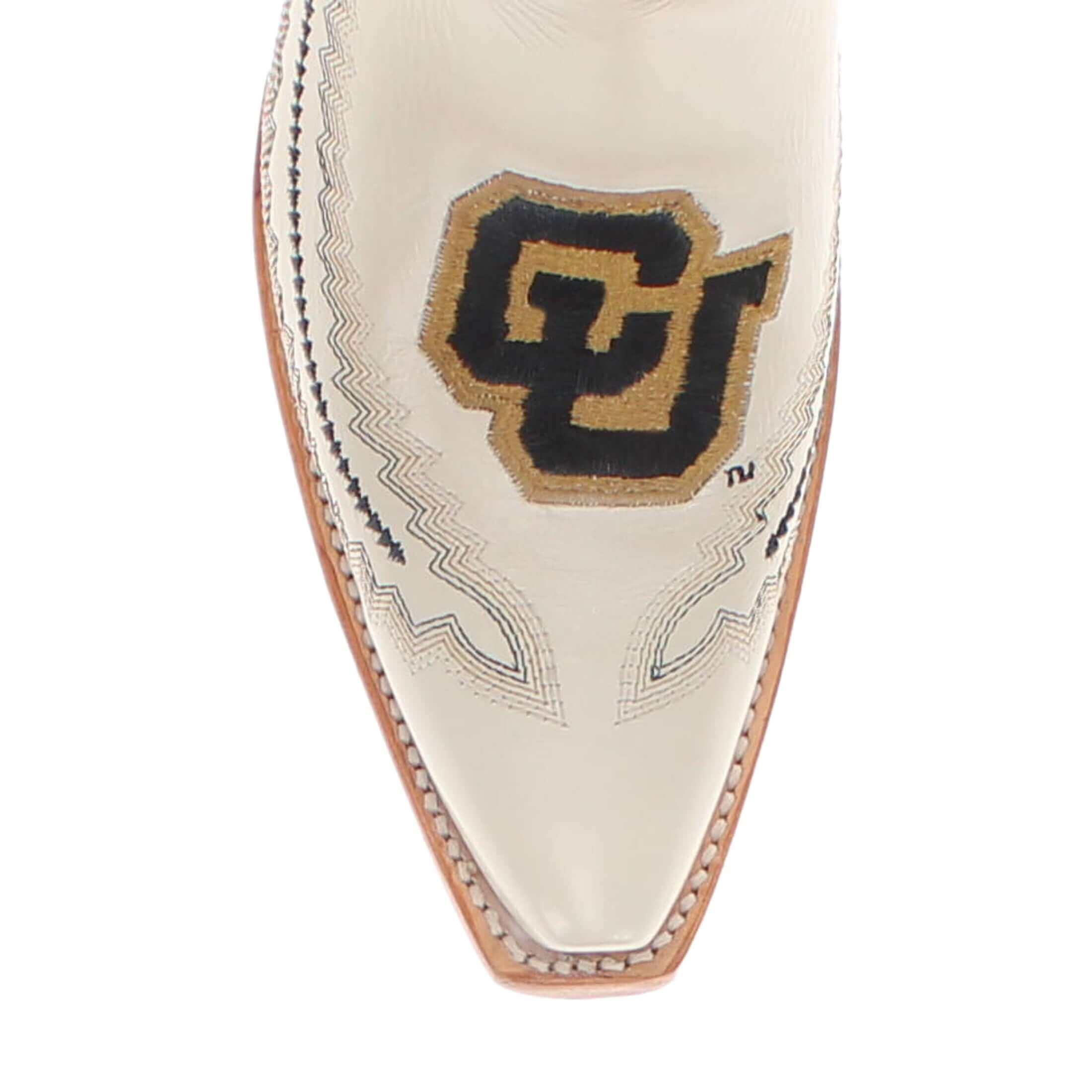 Women's University of Colorado Bone Leather Snip Toe Cowgirl Boots by Vaccari