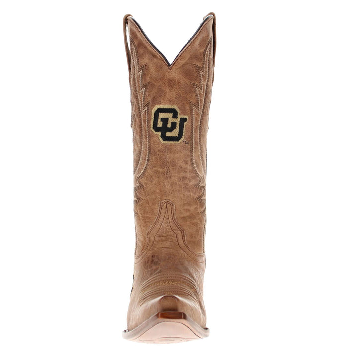 Women's University of Colorado Buffs Tan Leather Snip Toe Cowgirl Boots by Vaccari