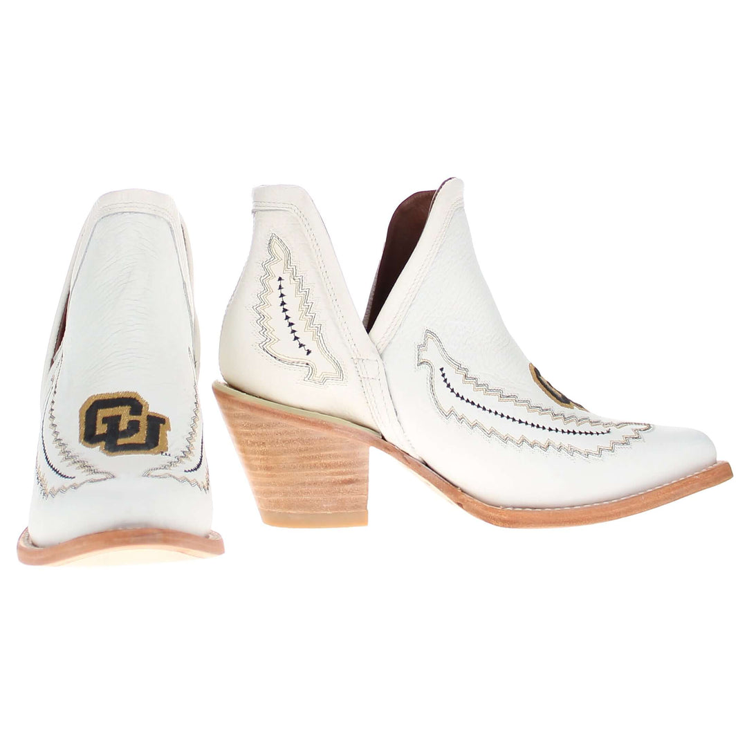 Women's University of Colorado White Pointed Toe Booties by Vaccari