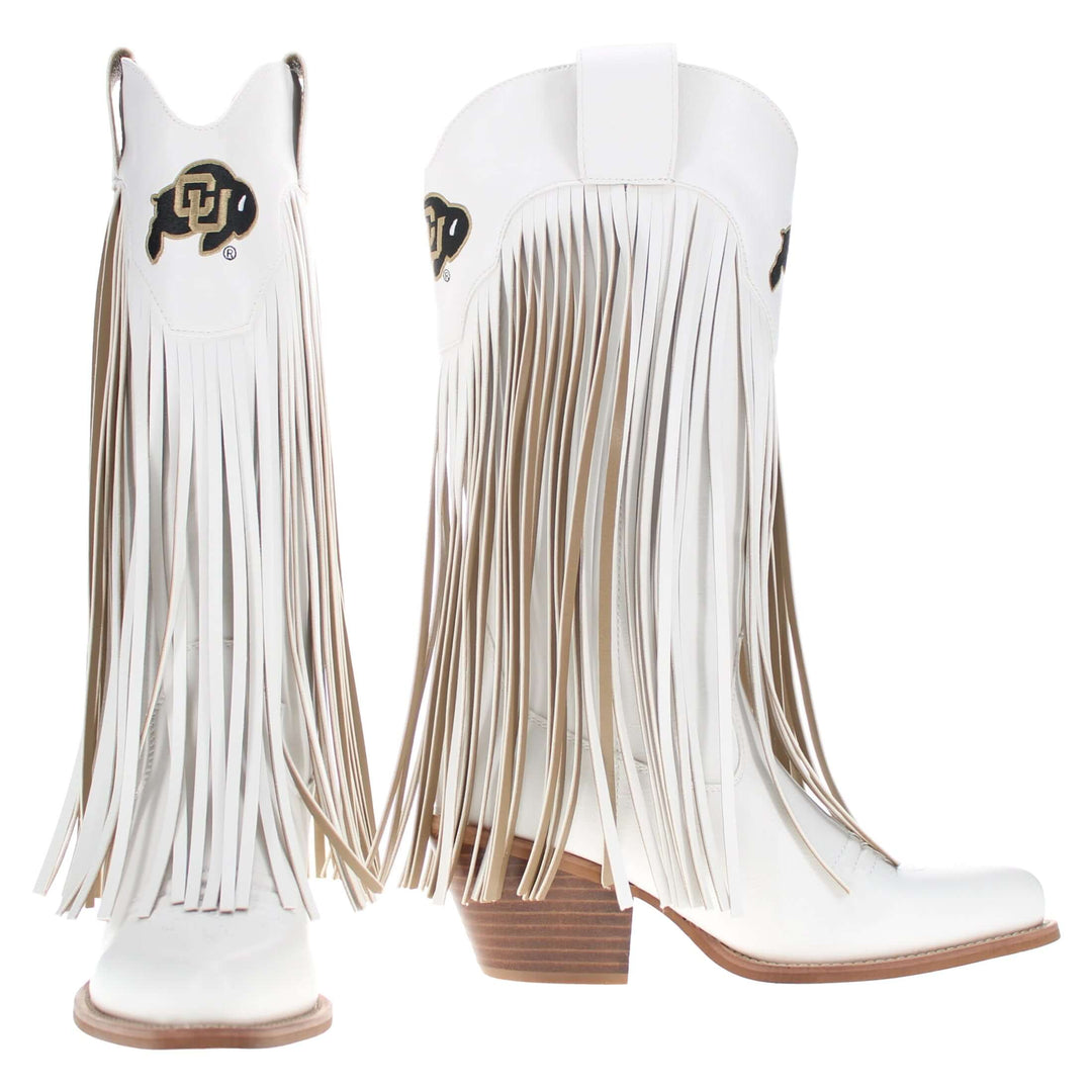 University of Colorado Kacey White Fringe Boot By V By Vaccari