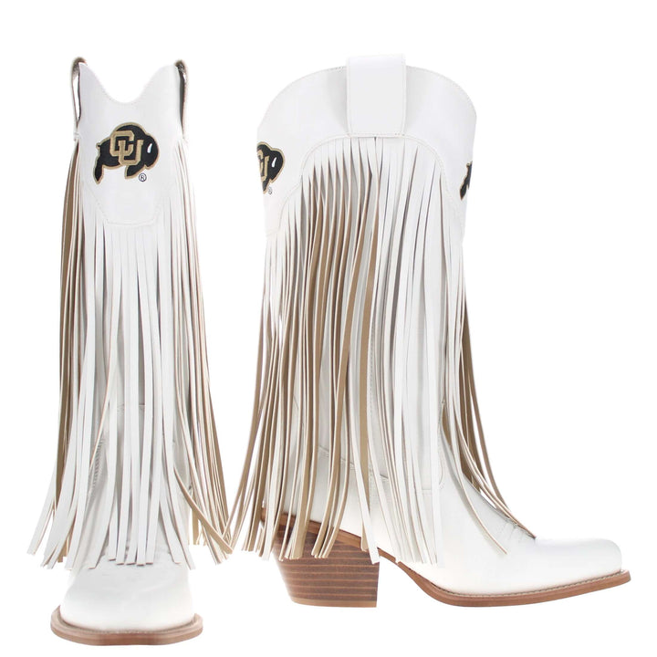 University of Colorado Kacey White Fringe Boot By V By Vaccari