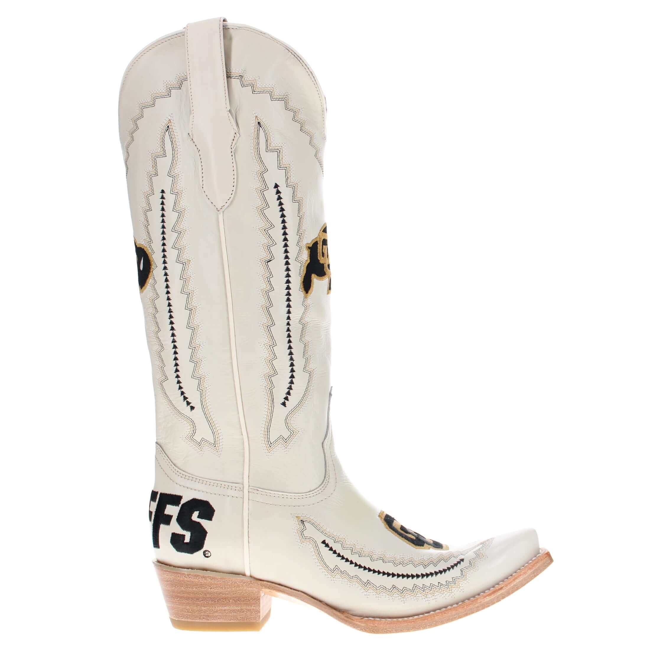 Women's University of Colorado Bone Leather Snip Toe Cowgirl Boots by Vaccari