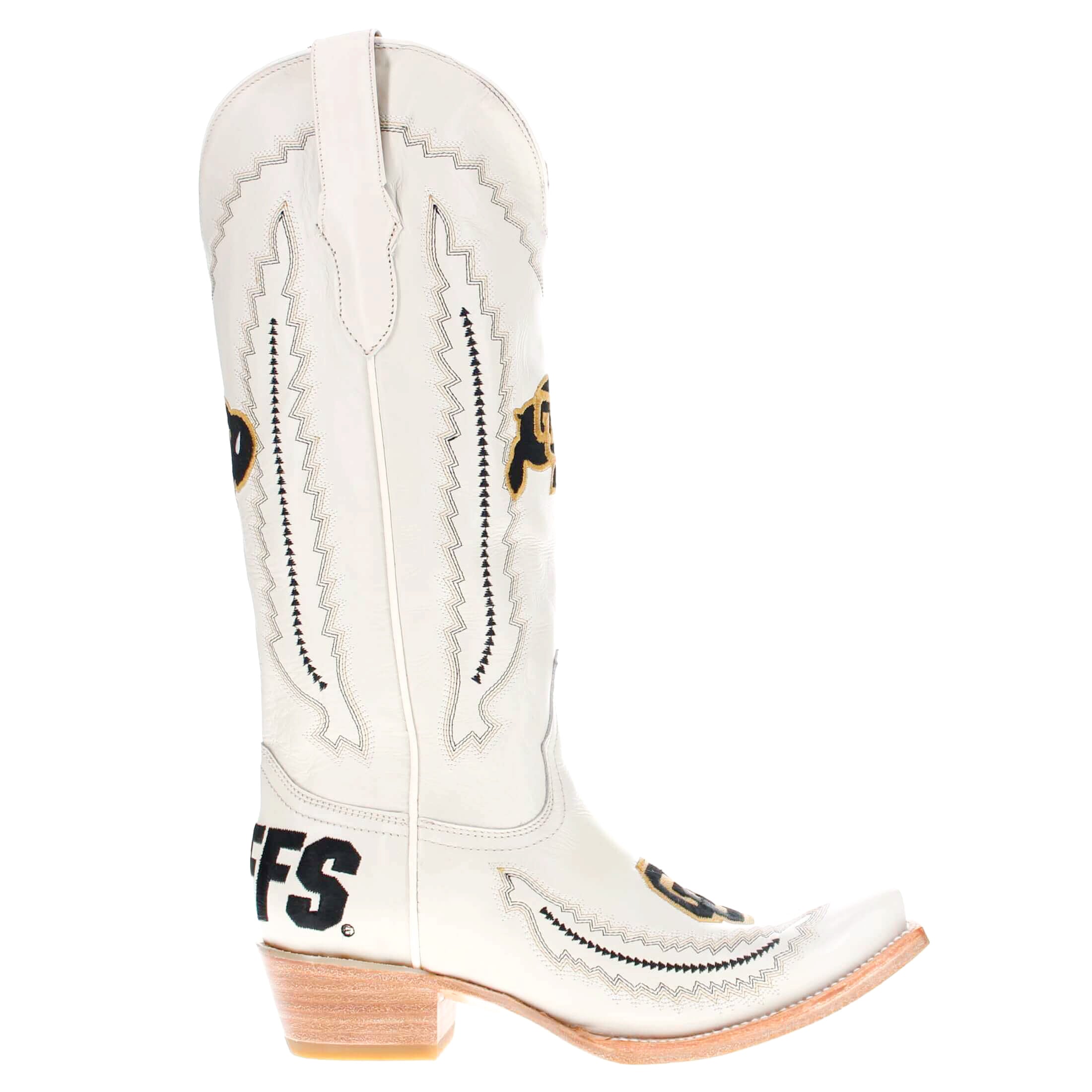 Women's University of Colorado Bone Leather Snip Toe Cowgirl Boots by Vaccari