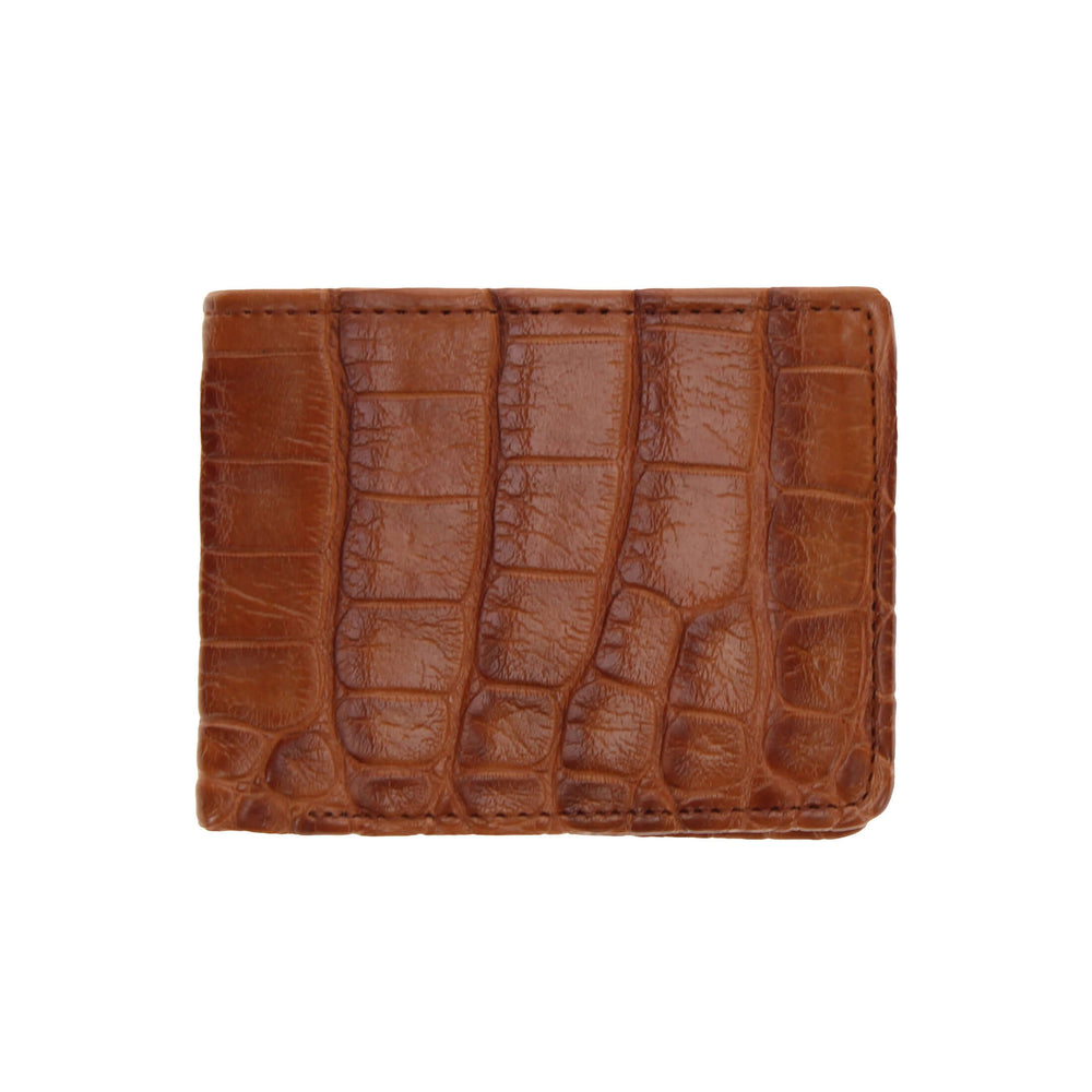 Cognac Alligator Belly Bifold Wallet by Vaccari Core
