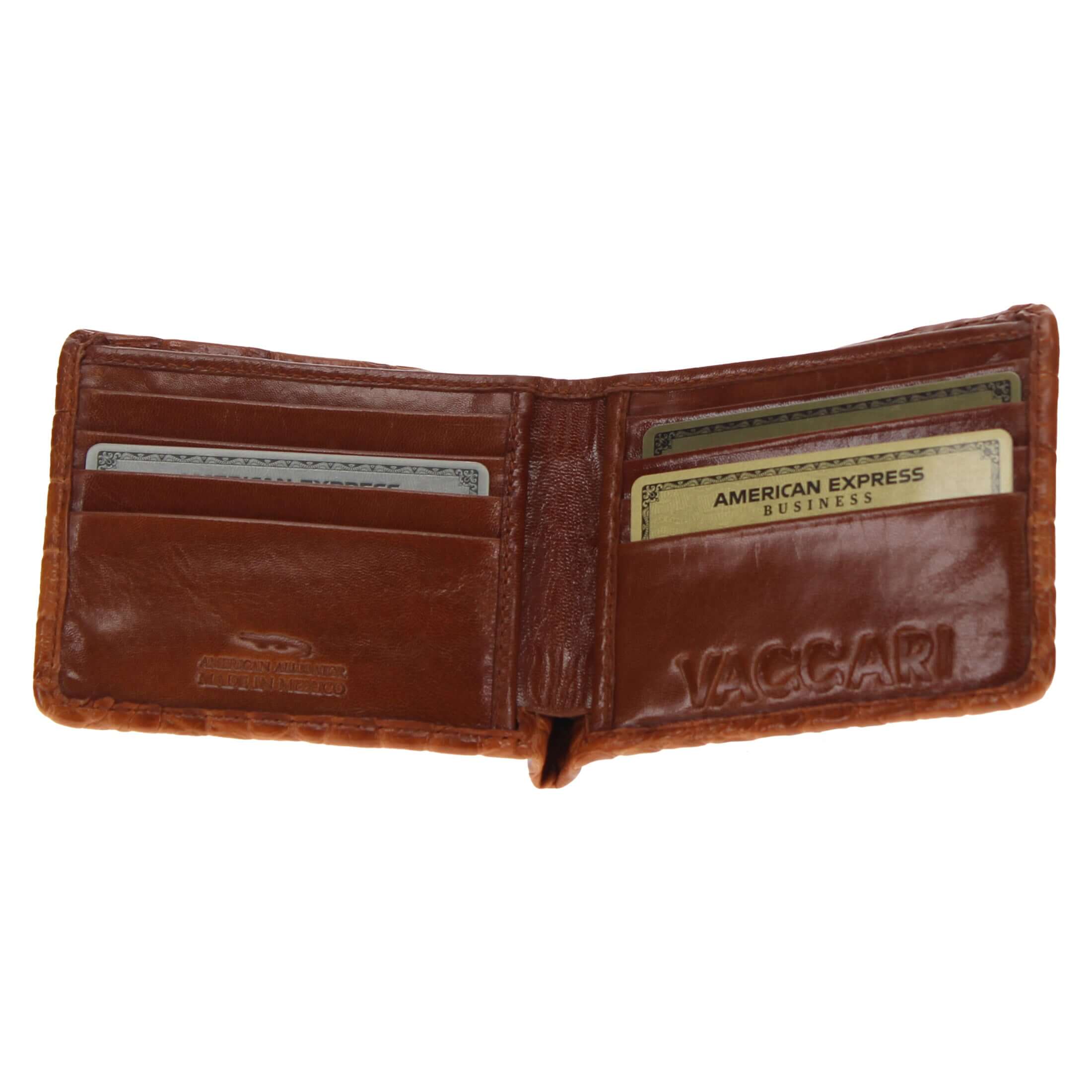 Men's Cognac American Alligator Billfold | Vaccari Boots