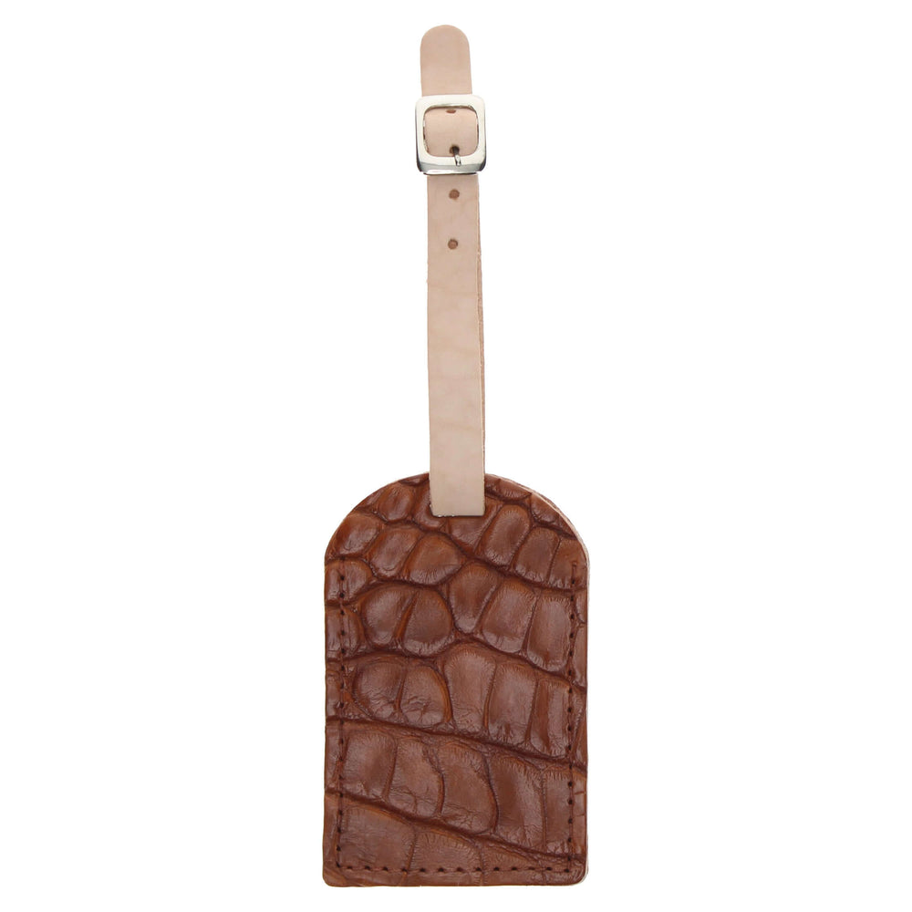 Cognac Alligator Belly Luggage Tag by Vaccari Core