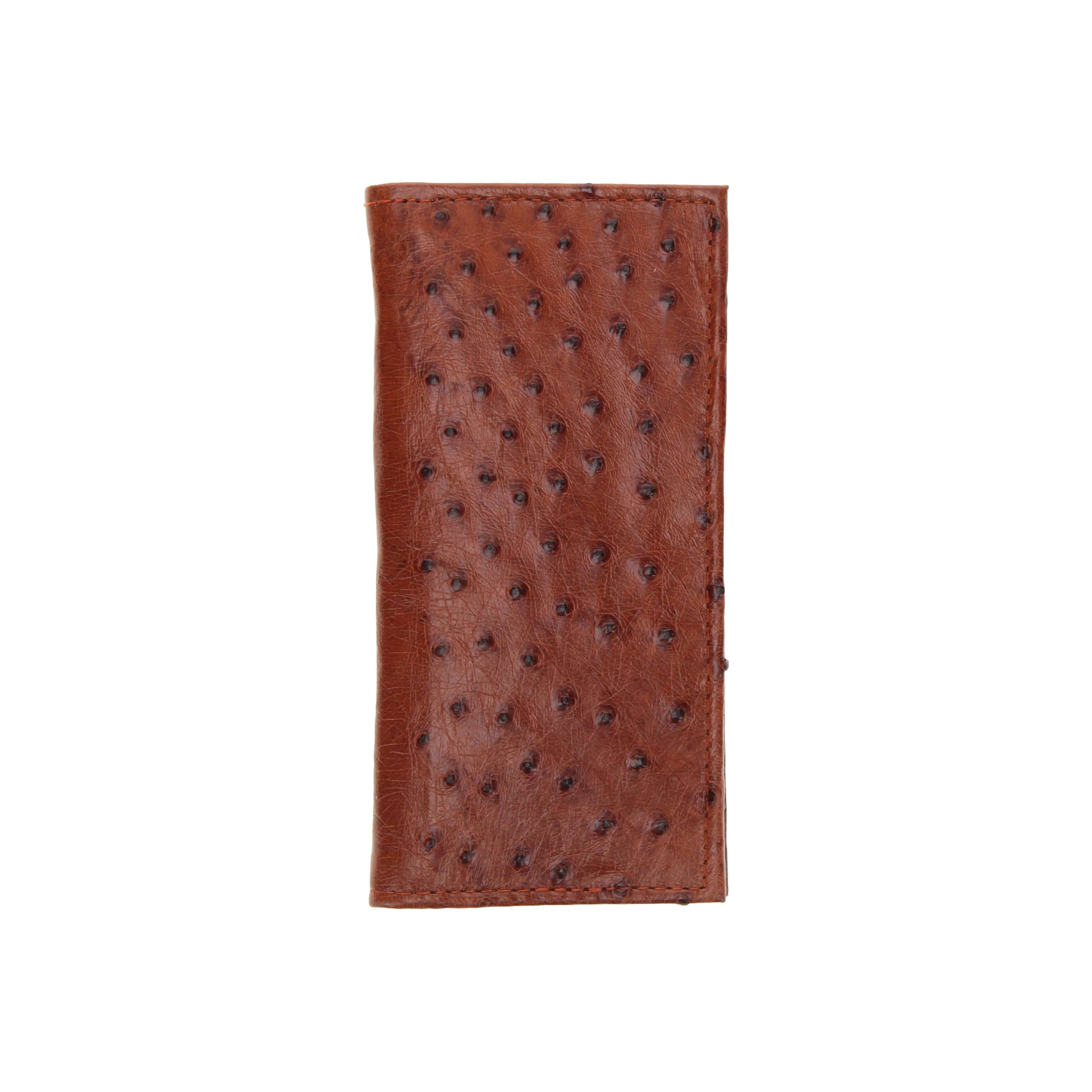 Men's Cognac Full Quill Ostrich Checkbook Wallet | Vaccari