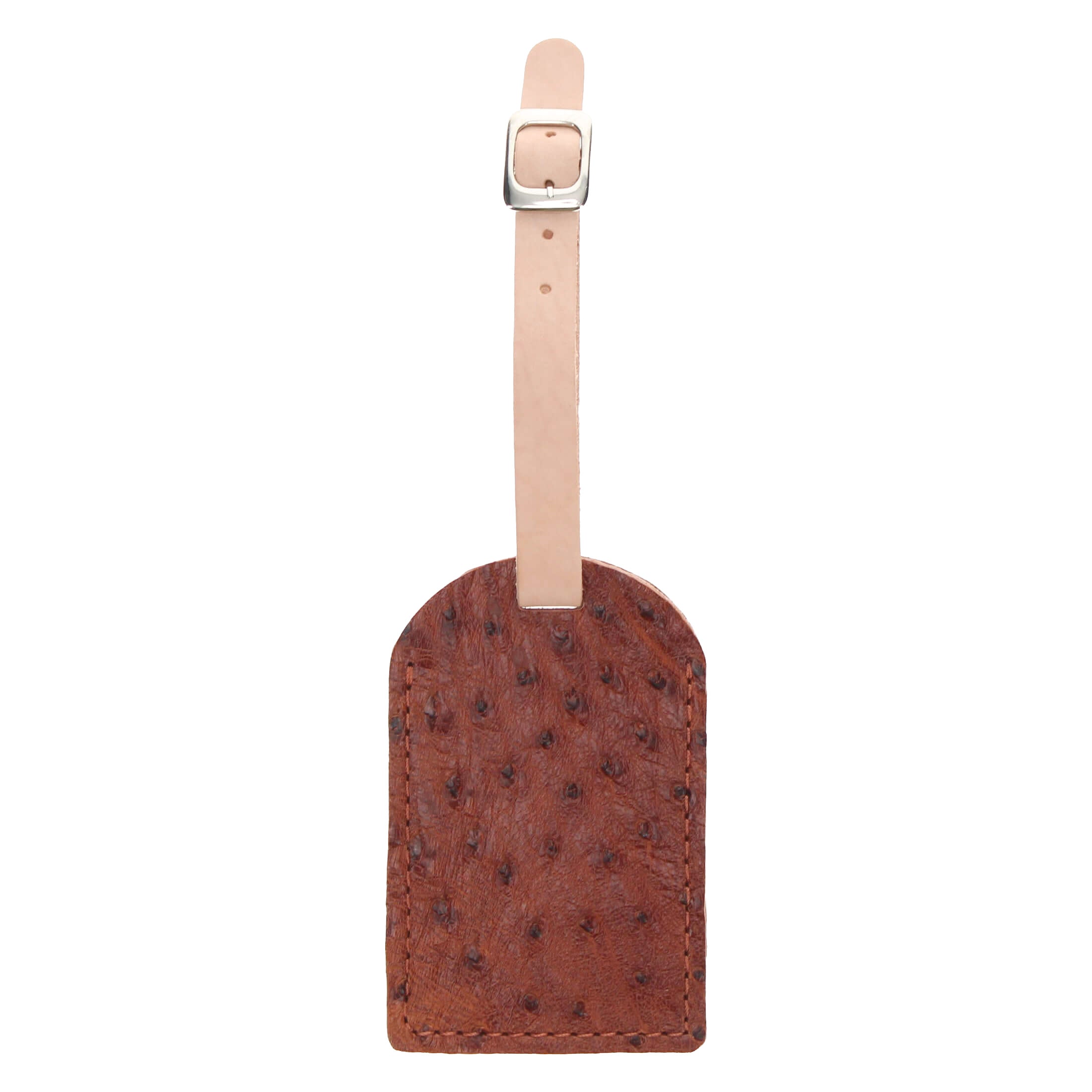 Cognac Ostrich Luggage Tag by Vaccari Core