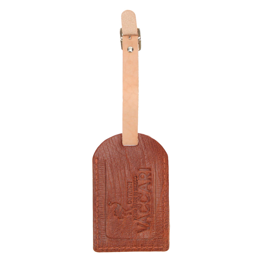 Cognac Ostrich Luggage Tag by Vaccari Core