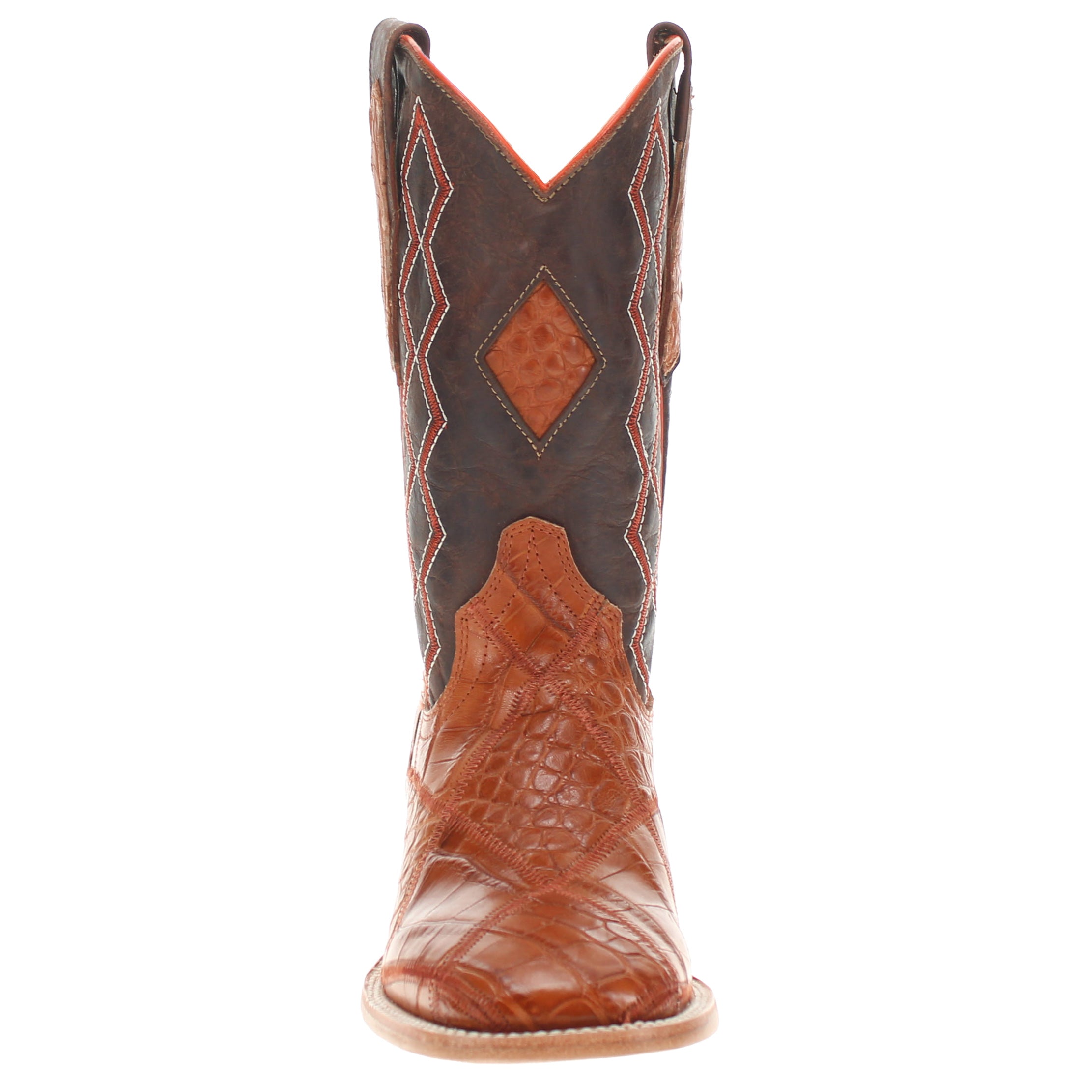 Men's Cognac Patchwork Alligator Belly Square Toe Cowboy Boots Bryan by Vaccari