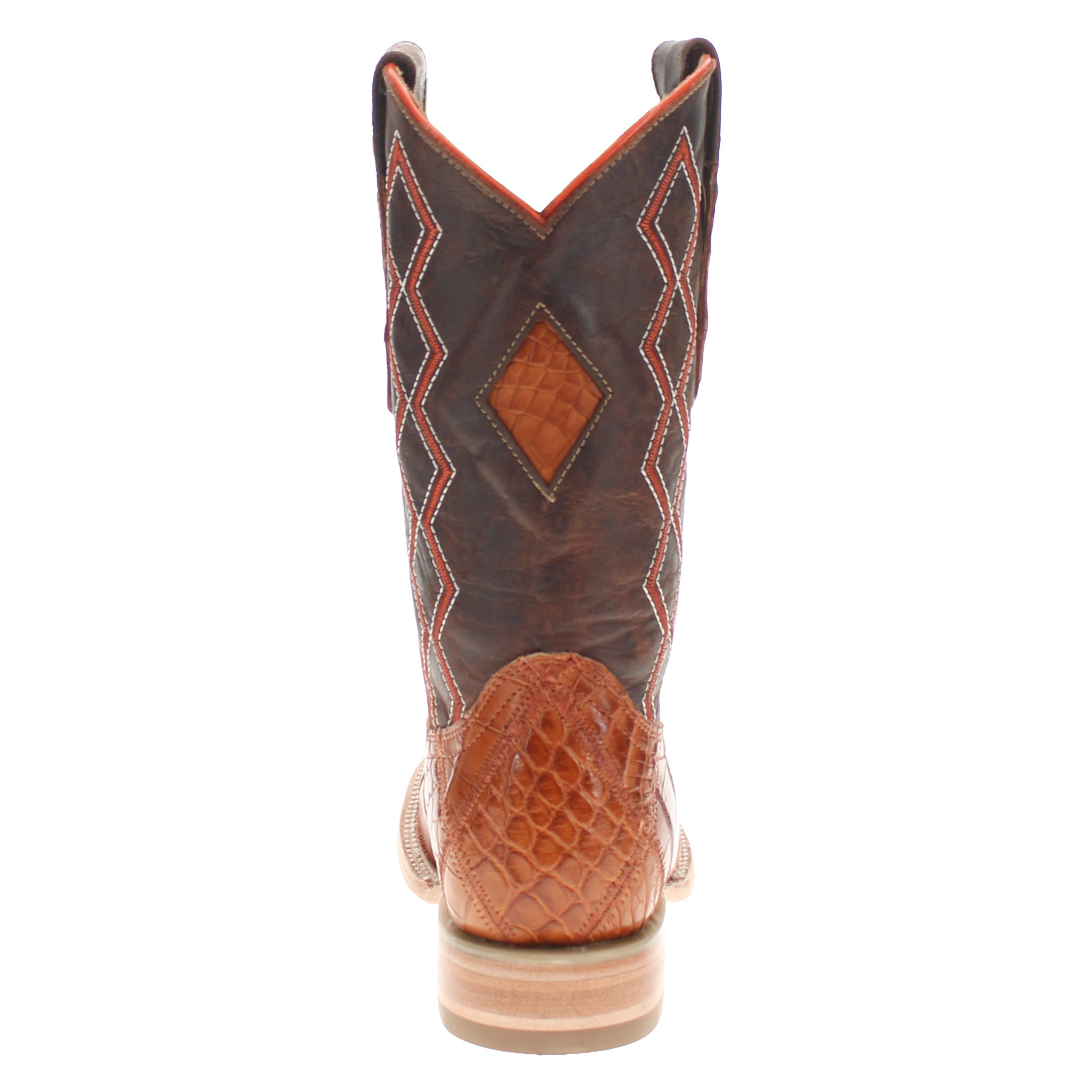 Men's Cognac Patchwork Alligator Belly Square Toe Cowboy Boots Bryan by Vaccari