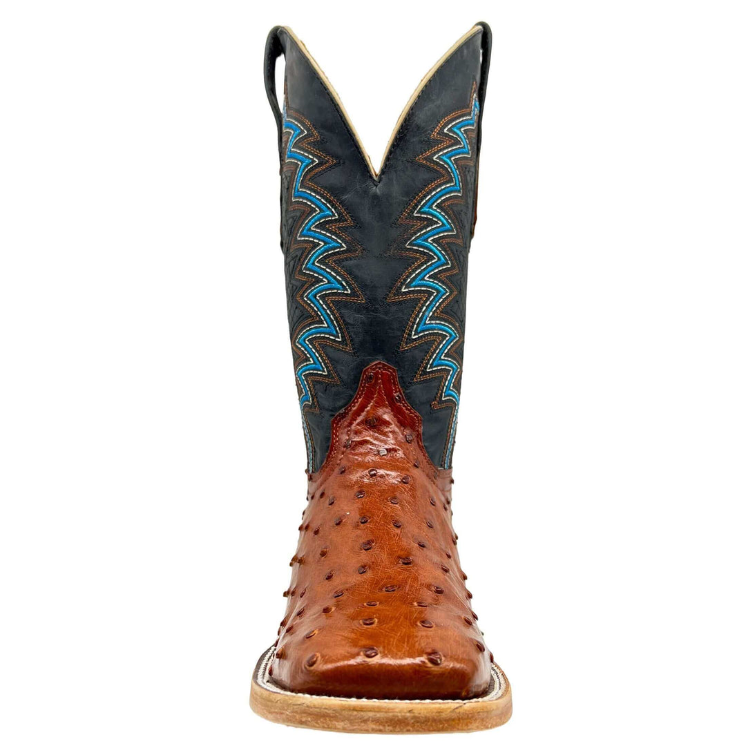 Men's Genuine Full Quill Ostrich Cognac Cowboy Boots by Vaccari