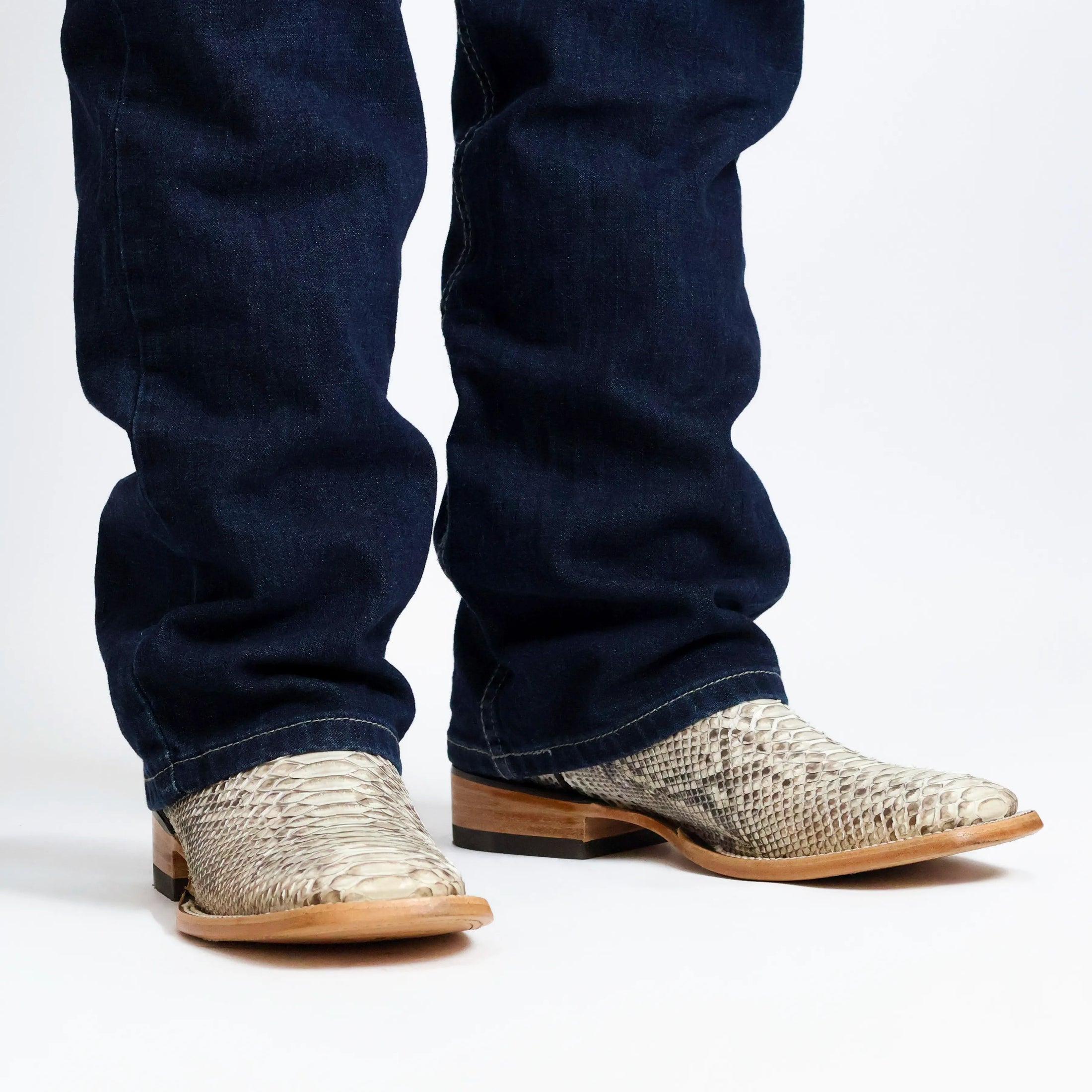 Men's Natural Python BS Toe Cowboy Boots by Vaccari