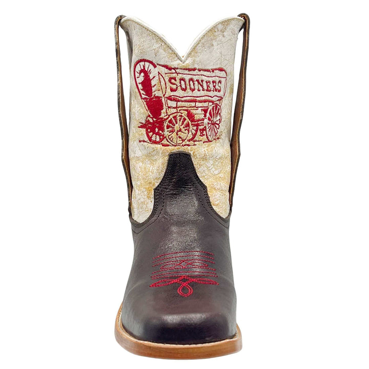 Kid's University of Oklahoma Sooners Schooner Wagon Square Toe Cowboy Boots Dakota by Vaccari