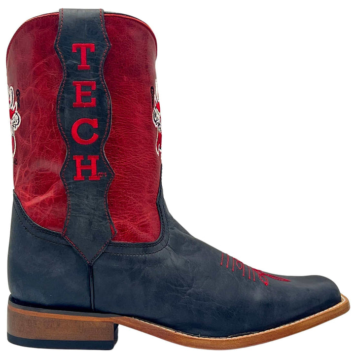Kid's Texas Tech University Raider Red Mascot Red and Black Cowboy Boots Dakota by Vaccari