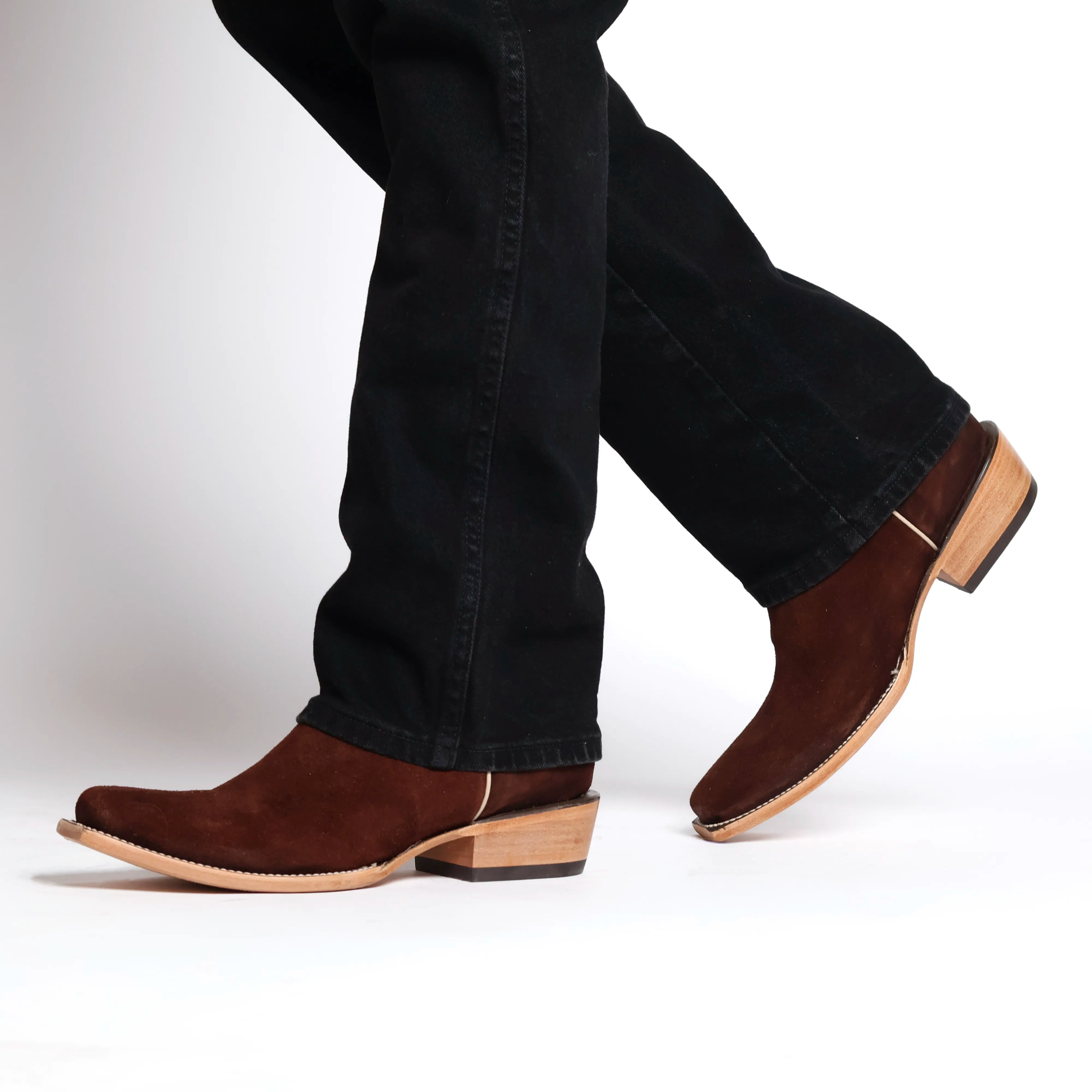 Men's Brown Suede Vamp JW Toe Toe Cowboy Boots by Vaccari