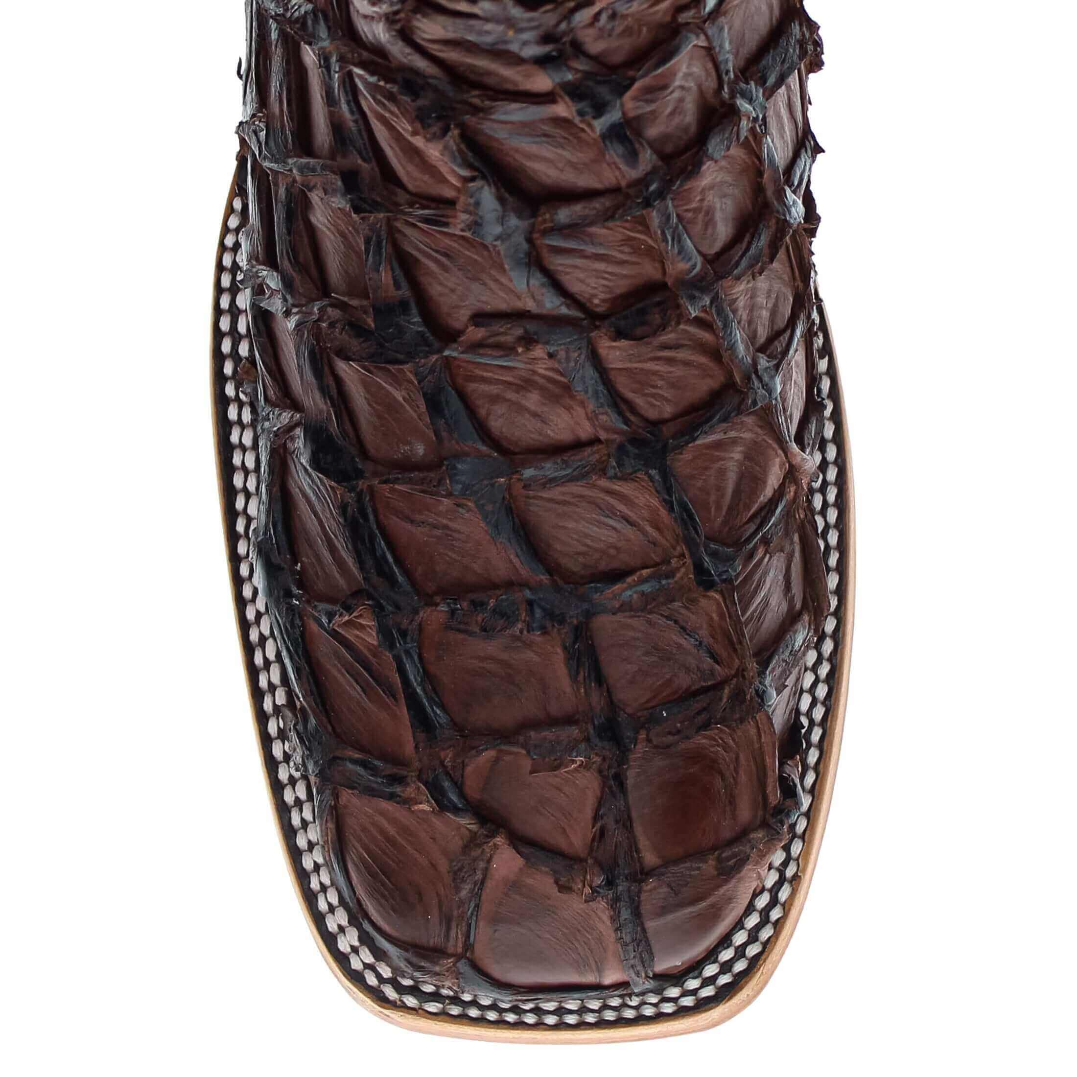 Men's Vaccari Mocha Pirarucu Broad Square Toe Cowboy Boots