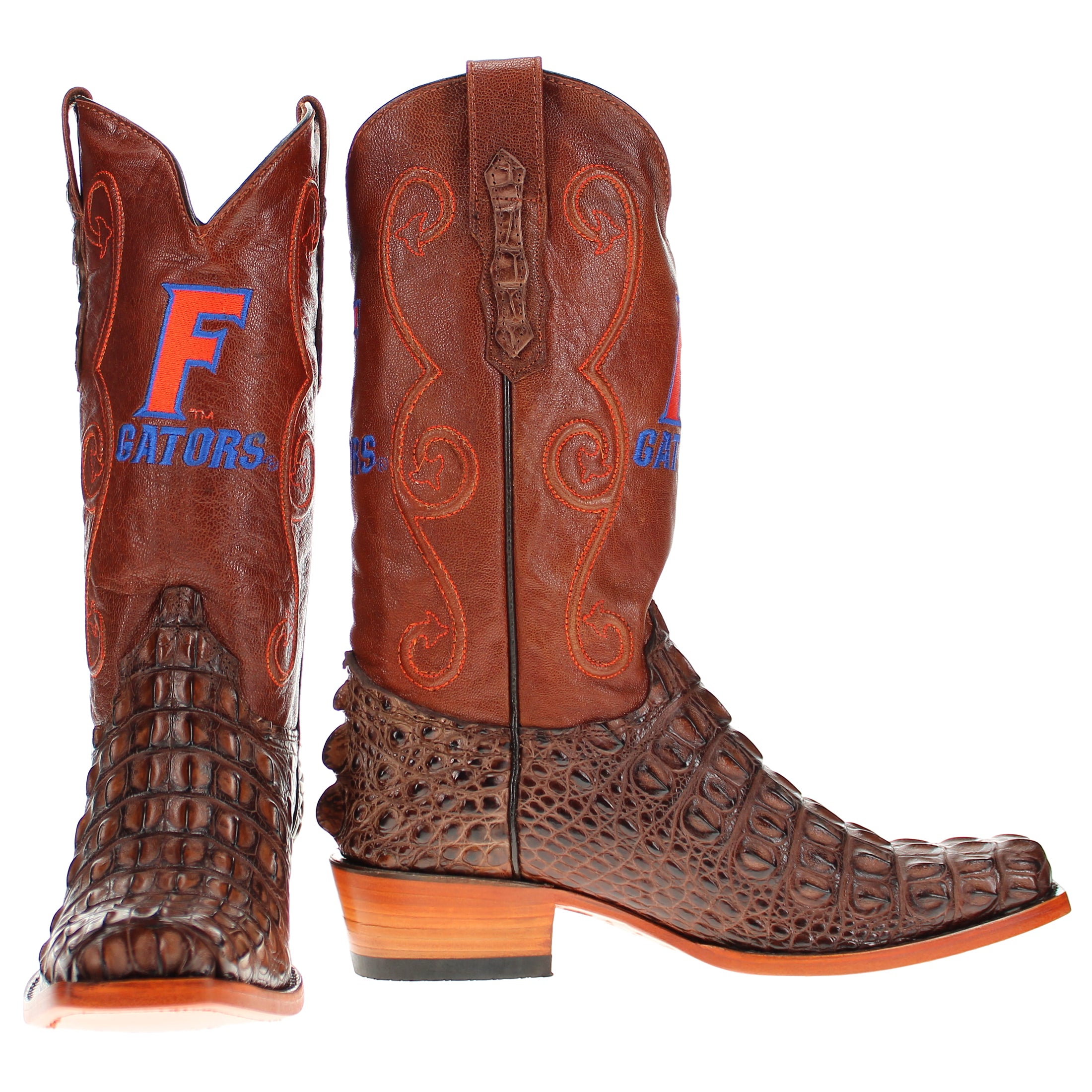 Men's University of Florida Mocha Hornback Alligator Boots by Vaccari