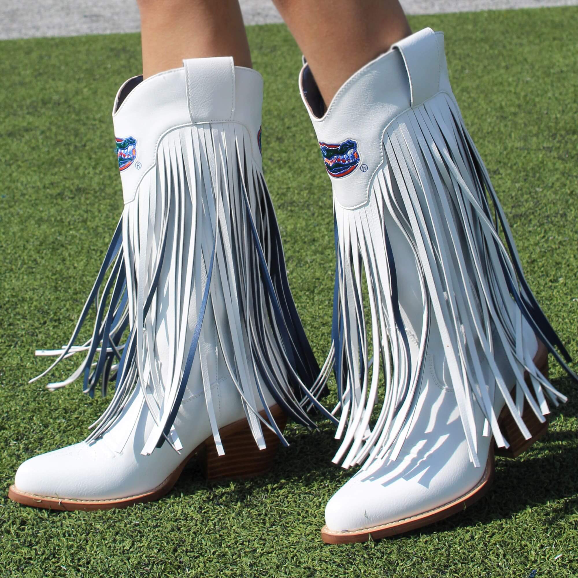 University of Florida Kacey White Fringe Boot By V By Vaccari