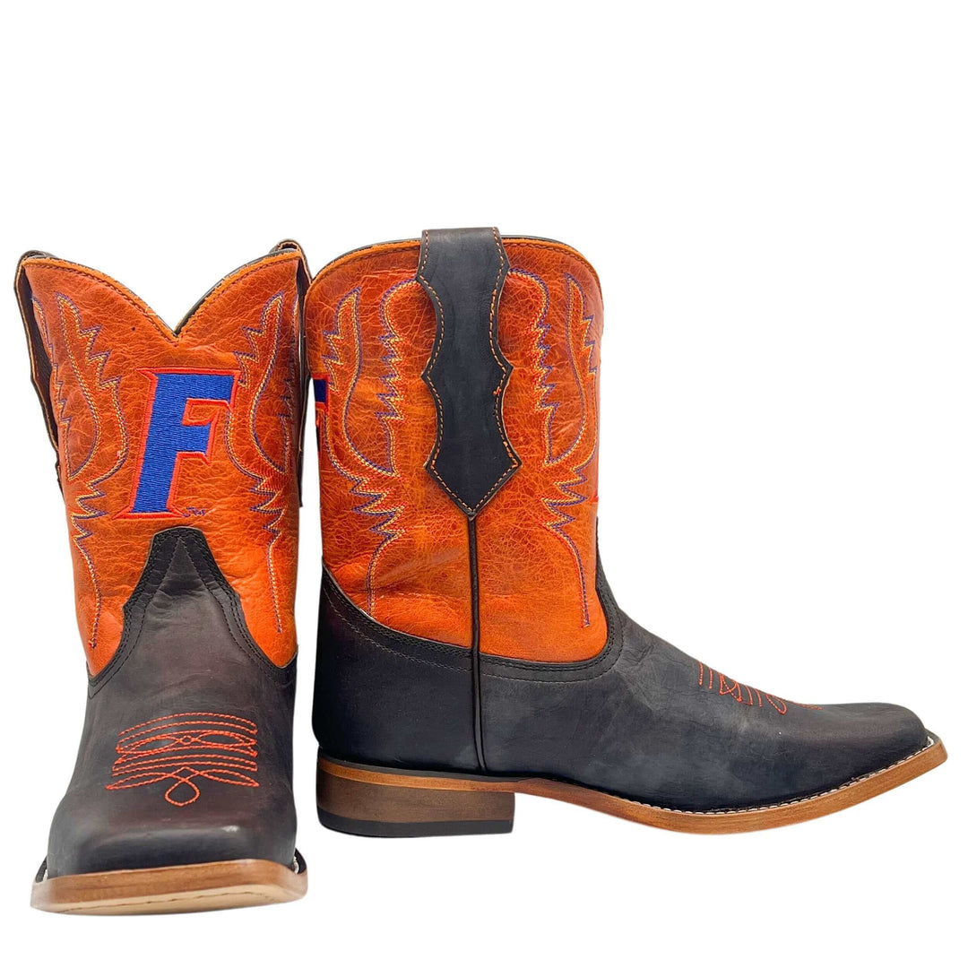 Kid's University of Florida Gators Orange/Mocha Kid's UF Square Toe Cowboy Boots Peyton by Vaccari