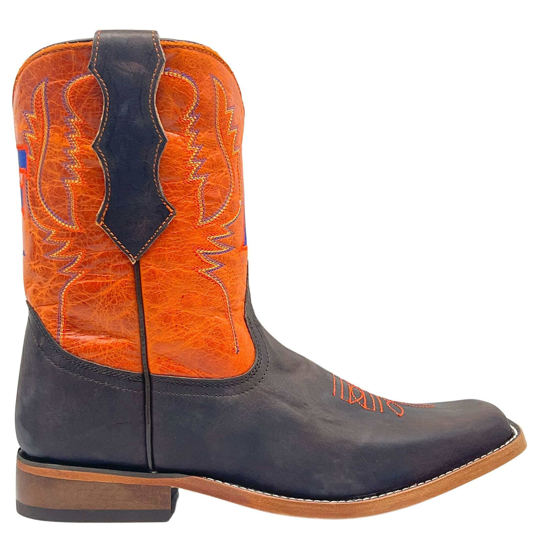 Kid's University of Florida Gators Orange/Mocha Kid's UF Square Toe Cowboy Boots Peyton by Vaccari