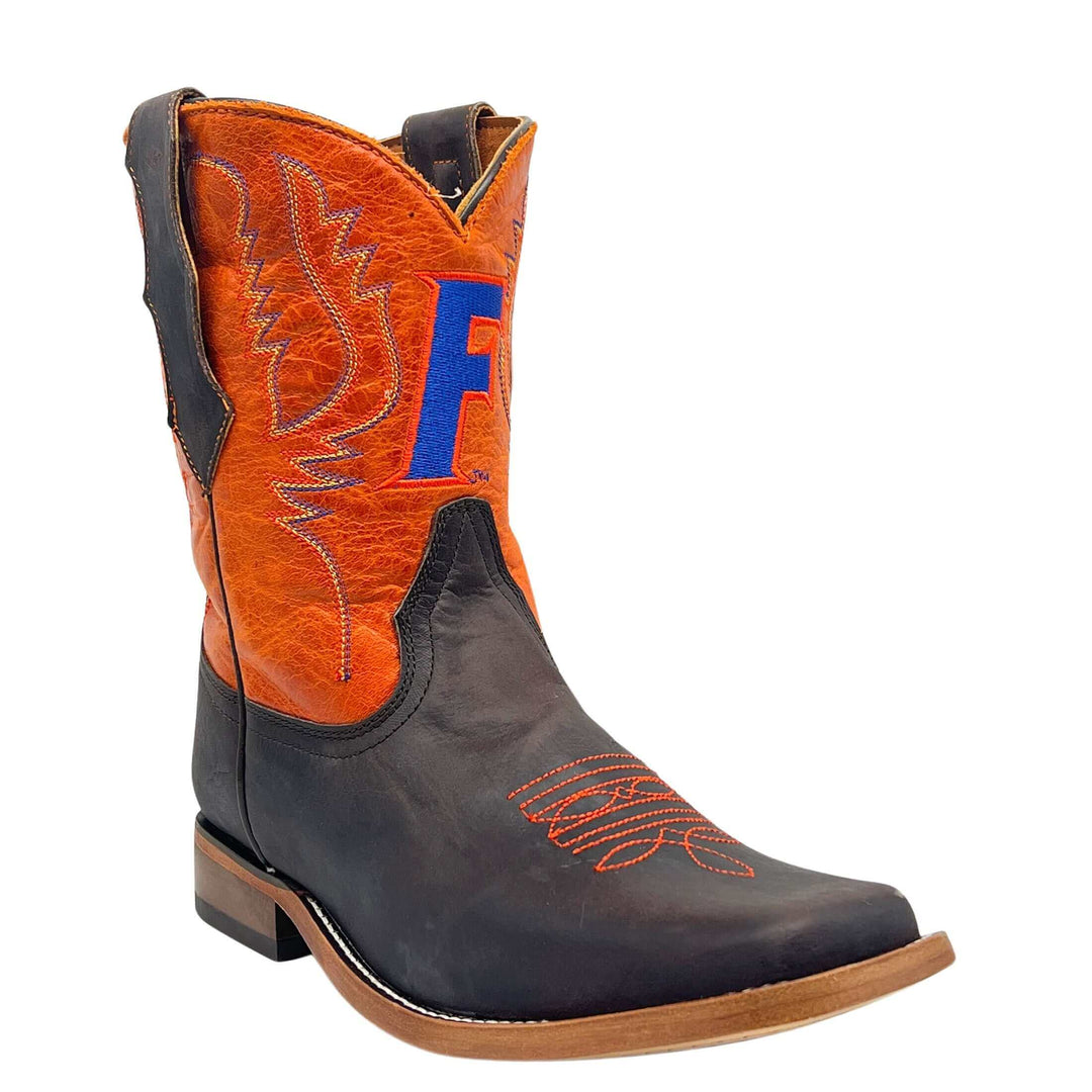 Kid's University of Florida Gators Orange/Mocha Kid's UF Square Toe Cowboy Boots Peyton by Vaccari