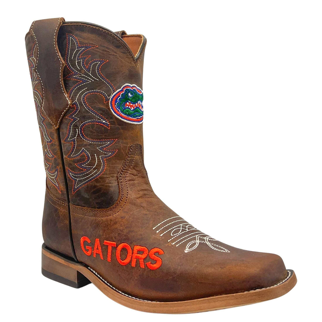 Kid's University of Florida Gators Brown Square Toe Cowboy Boots Blake by Vaccari