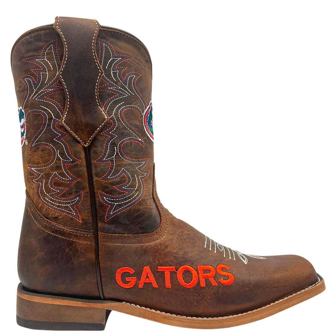 Kid's University of Florida Gators Brown Square Toe Cowboy Boots Blake by Vaccari