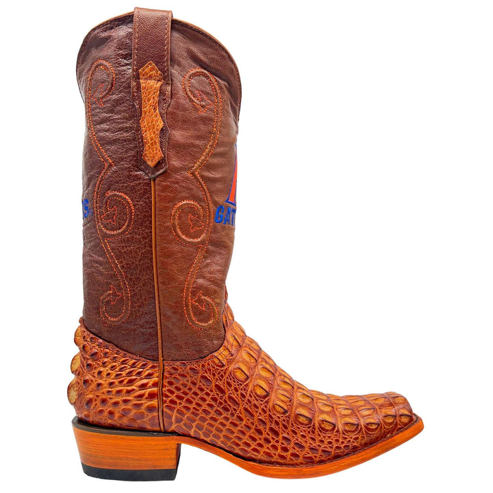 Men's University of Florida Gators Cognac JW Toe Hornback American Alligator Cowboy Boots David by Vaccari