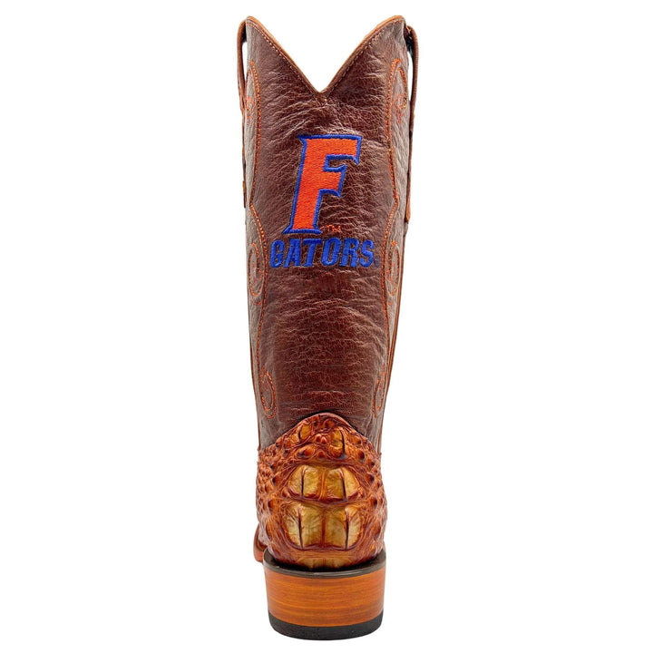 Men's University of Florida Gators Cognac JW Toe Hornback American Alligator Cowboy Boots David by Vaccari