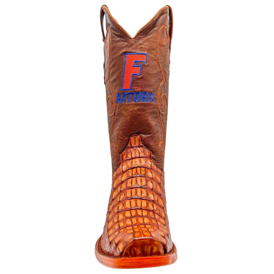 Men's University of Florida Gators Cognac JW Toe Hornback American Alligator Cowboy Boots David by Vaccari