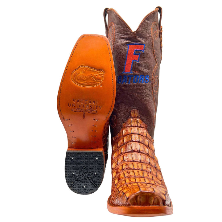 Men's University of Florida Gators Cognac JW Toe Hornback American Alligator Cowboy Boots David by Vaccari