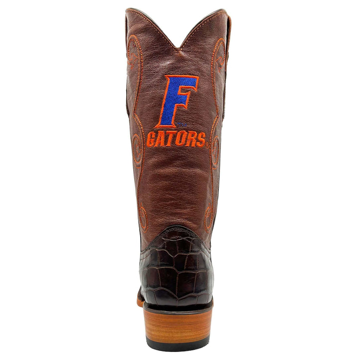 Men's University of Florida Gators Brown JW Toe American Alligator Belly Cowboy Boots James by Vaccari