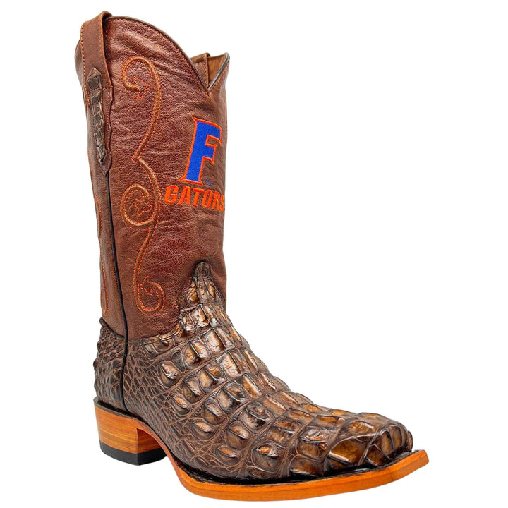 Men's University of Florida Gators Brown JW Toe Hornback American Alligator Cowboy Boots David by Vaccari