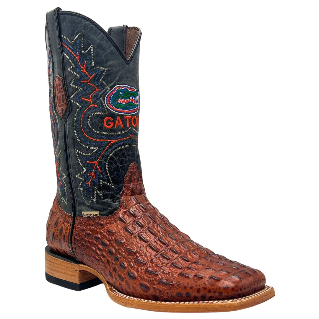 Men's University of Florida Gators Cognac Square Toe Cowboy Boots Jackson by Vaccari
