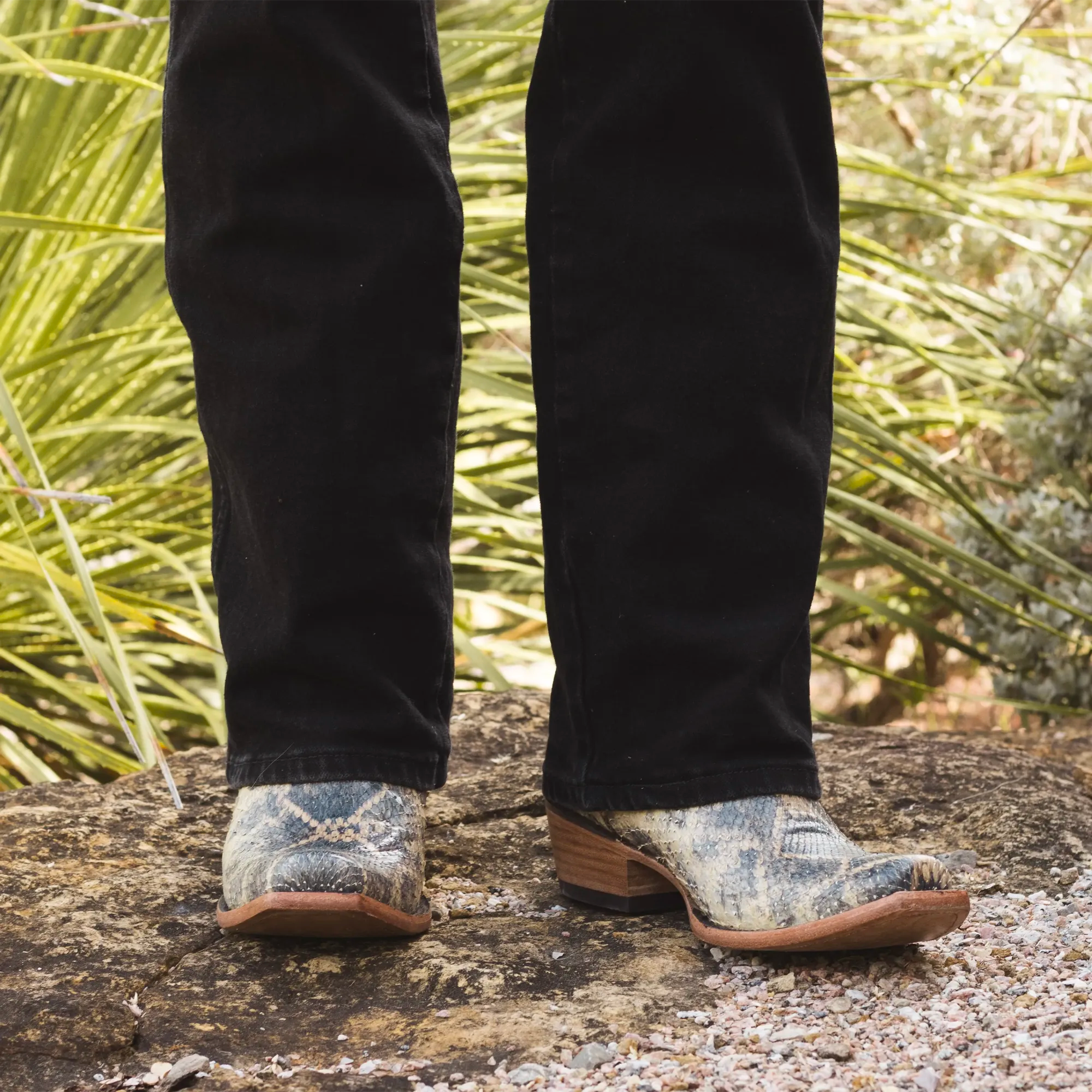 Men's Beige Python with Rattlesnake Overlay JW Toe Cowboy Boots by Vaccari