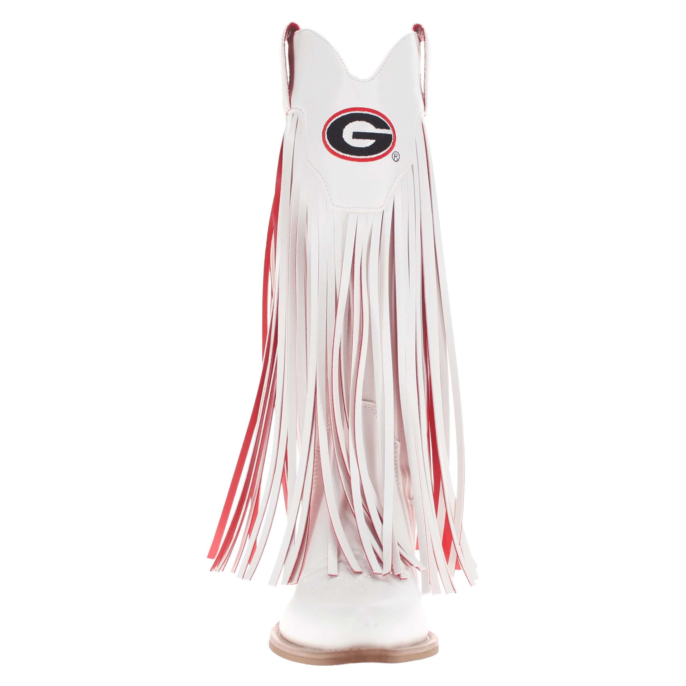 University of Georiga Kacey White Fringe Boot by V By Vaccari