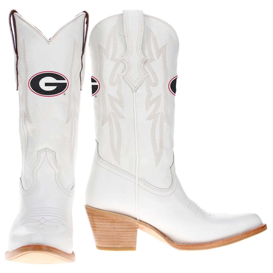 Women's Georgia All White Pointed Toe Cowgirl Boots Leighton Vaccari University