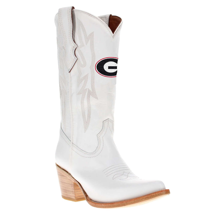 Women's Georgia All White Pointed Toe Cowgirl Boots Leighton Vaccari University