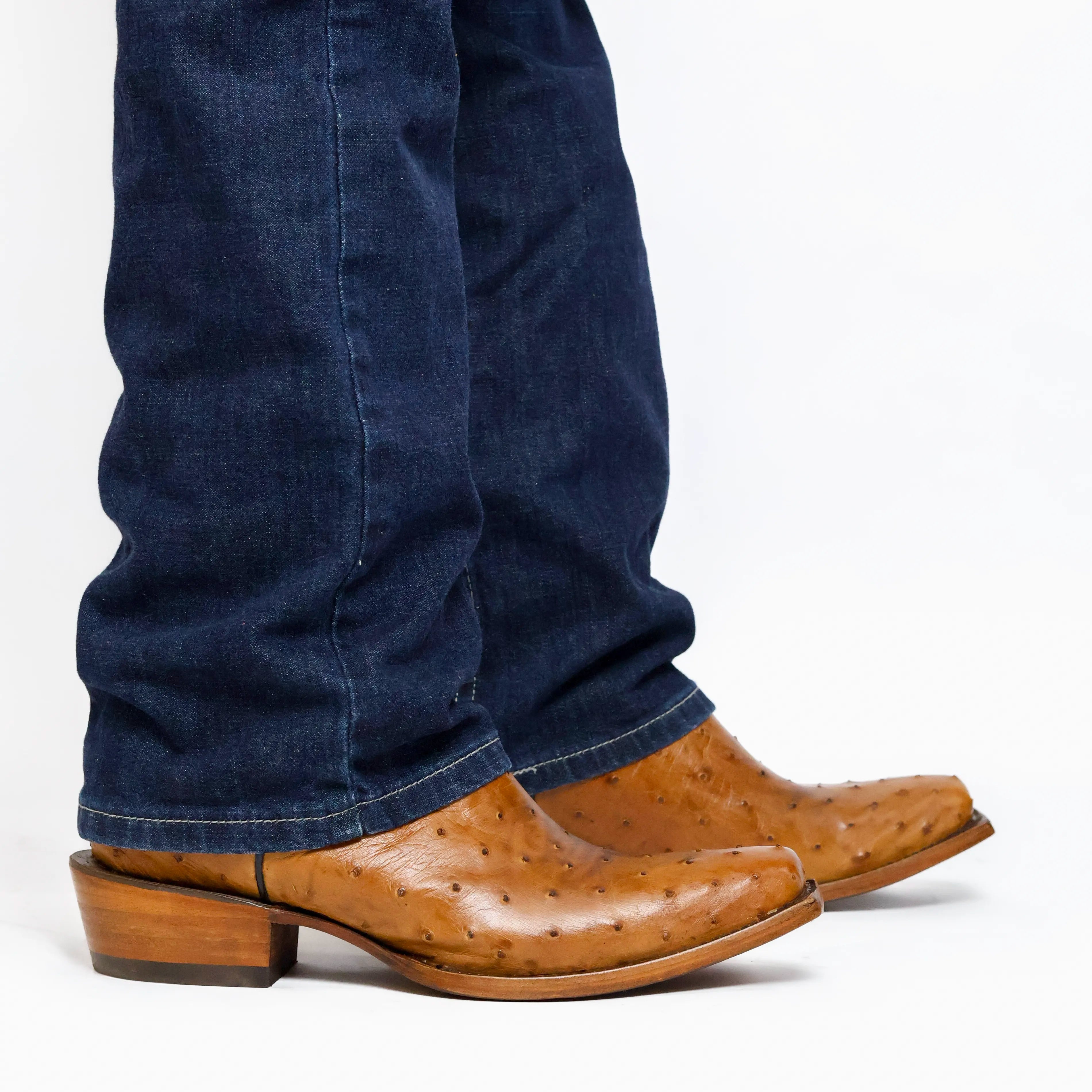 Men's Tan Full Quill Ostrich JW Toe Cowboy Boots by Vaccari
