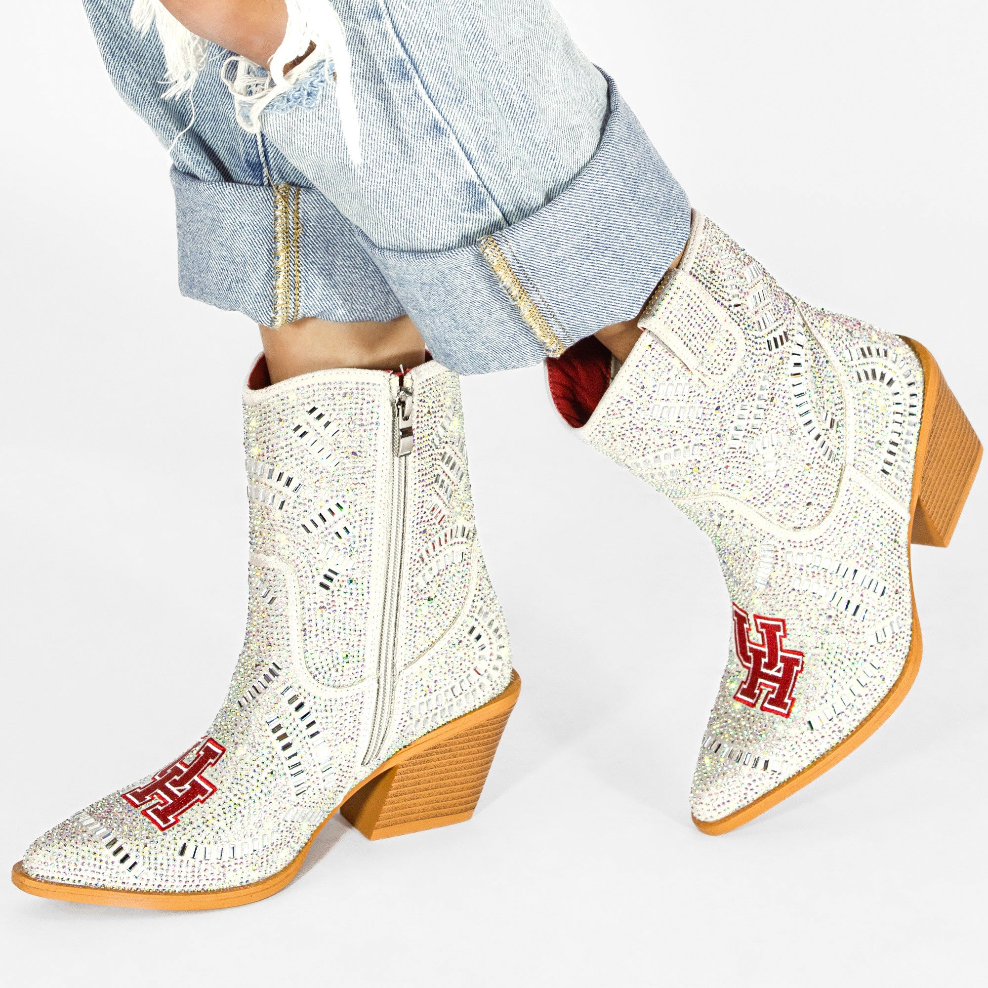 Women's University of Houston Natural Bling Cowgirl Booties Jade by V by Vaccari