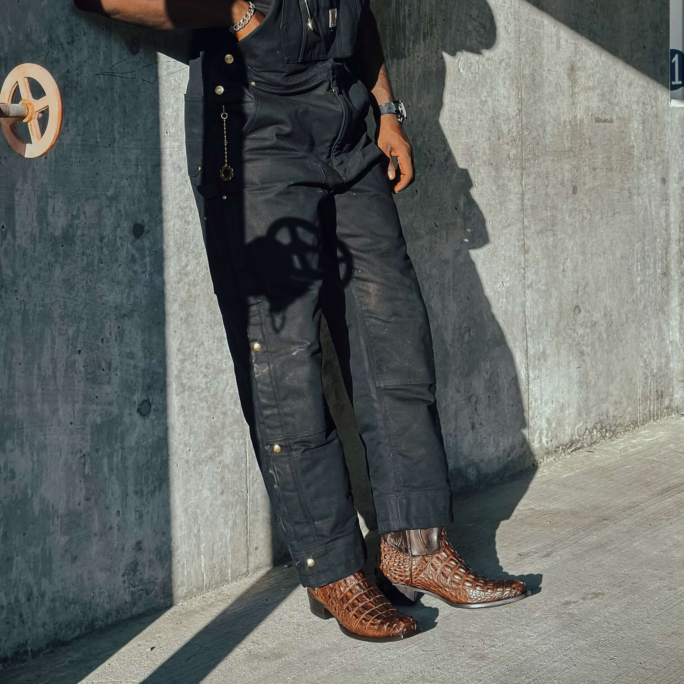 Men's Mocha American Alligator Hornback Boots With Inlays by Vaccari