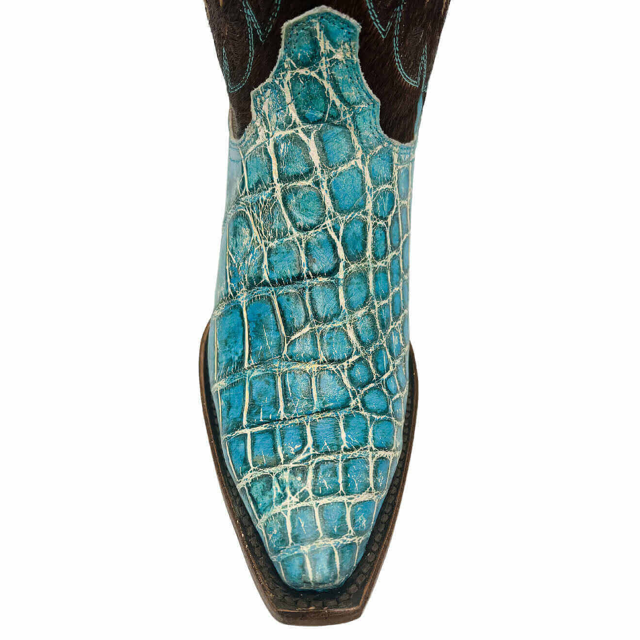 Women's Teal American Alligator Snip Toe Cowgirl Boots by Vaccari