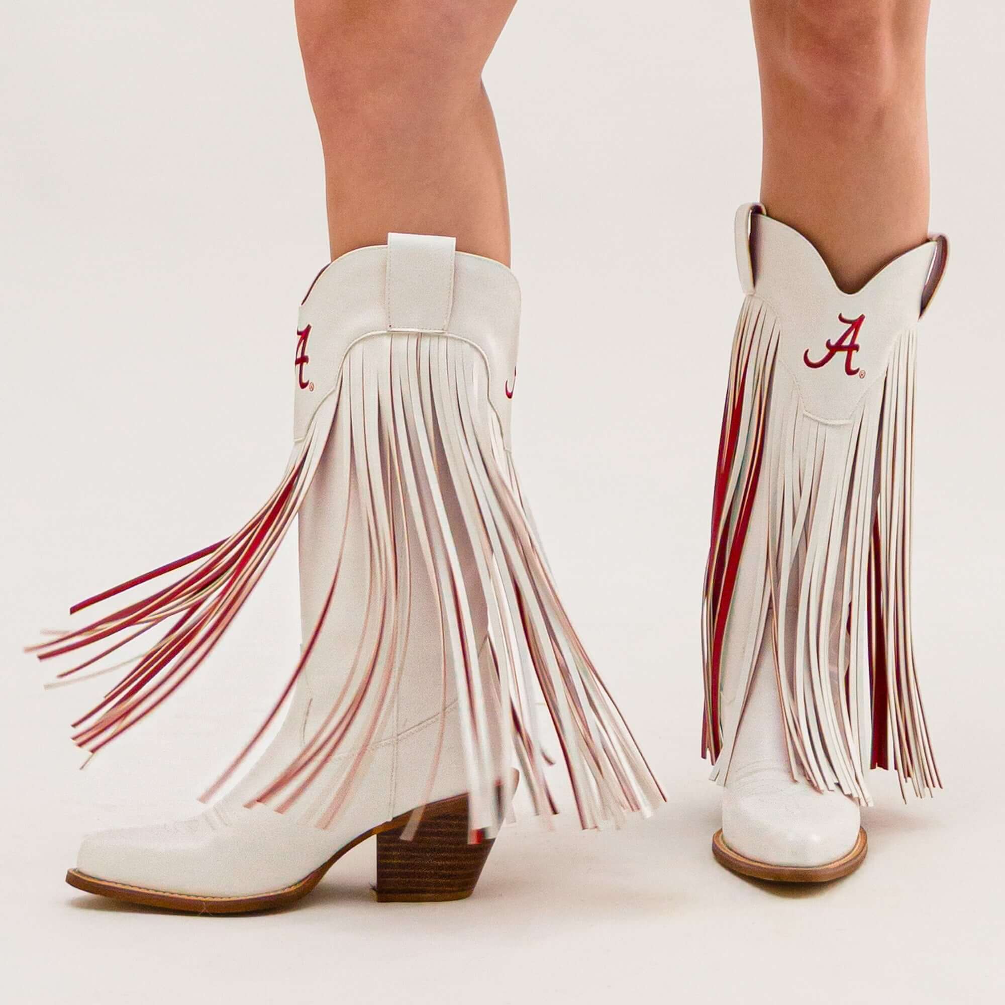University of Alabama Kacey White Fringe Boot By V By Vaccari