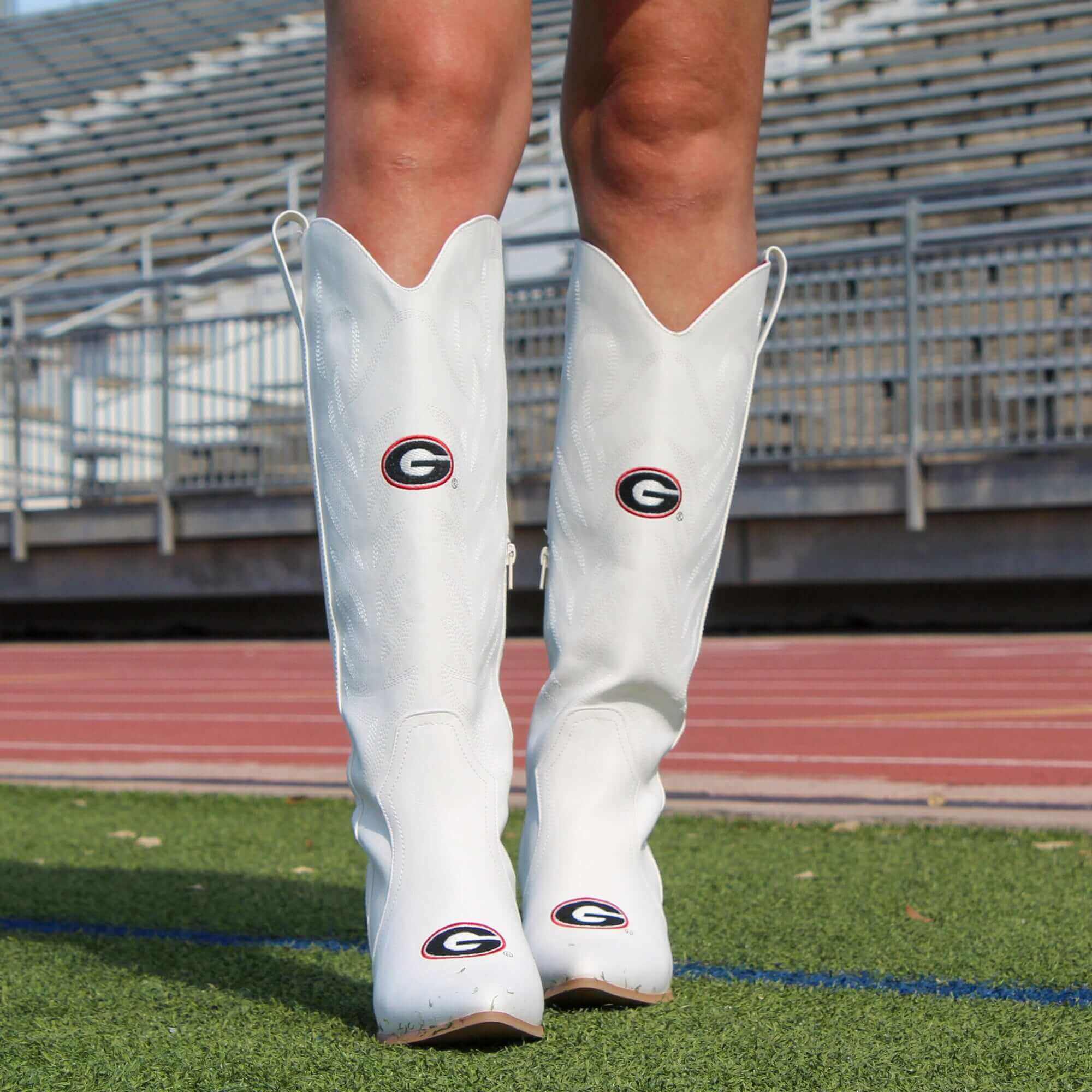 Women's University of Georiga Tall White Cowgirl Boots Blair V by Vaccari